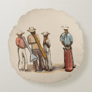Haitian Street Musicians Round Throw Kissen