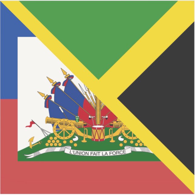 Haitianisch-jamaikanische Flagge | Die Hälfte Jama Aufkleber (Vorderseite)