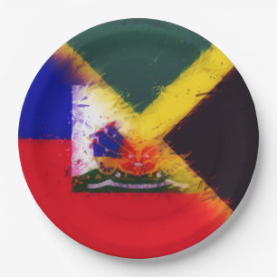 Haitianisch-jamaikanische Lackfahne Haiti Jamaik Pappteller