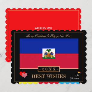 Haitianische Flagge & Happy New Year/Best Wishings Feiertagskarte