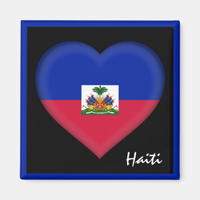 Haitianische Flagge & Herz Haitis Urlaub /Sport Magnet (Vorne)