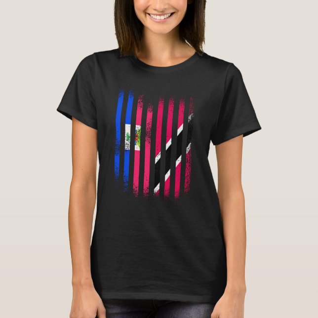 Haitianische Flagge Trinidad und Tobago Grown Coun T-Shirt (Vorderseite)