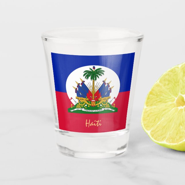 Haitianische Flagge und Haitianischer Landpatriot  Schnapsglas (Vorderseite)