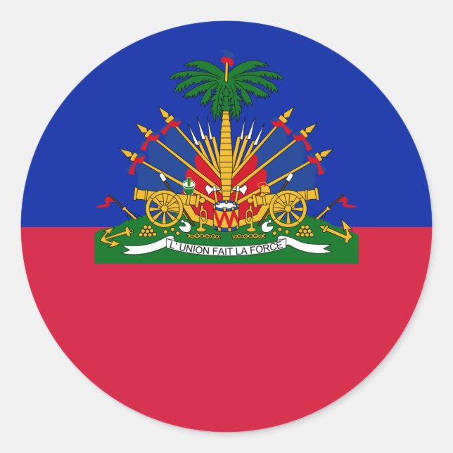 Haitianische Flagge und Wappen, Flagge Haitis Runder Aufkleber (Vorderseite)