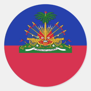 Haitianische Flagge und Wappen, Flagge Haitis Runder Aufkleber