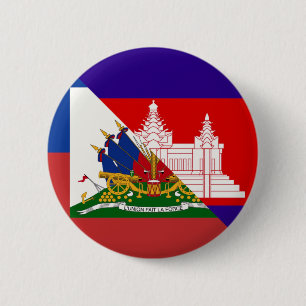 Haitianische kambodschanische Flagge   Haiti Halb  Button