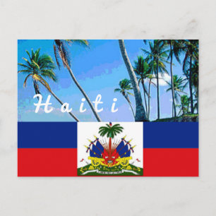 Haitianische Nationalflagge mit Postkarte für trop