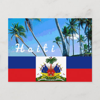 Haitianische Nationalflagge mit Postkarte für trop