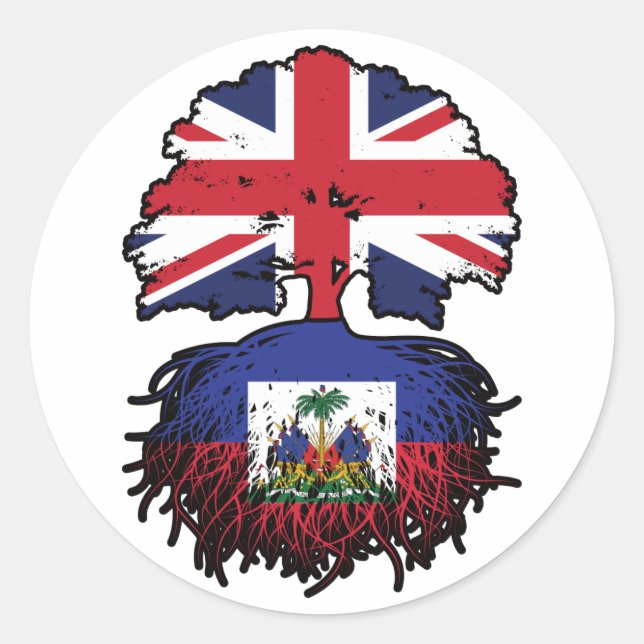 Haitianischer Britischer Tree-Roots-Flag Runder Aufkleber (Vorderseite)