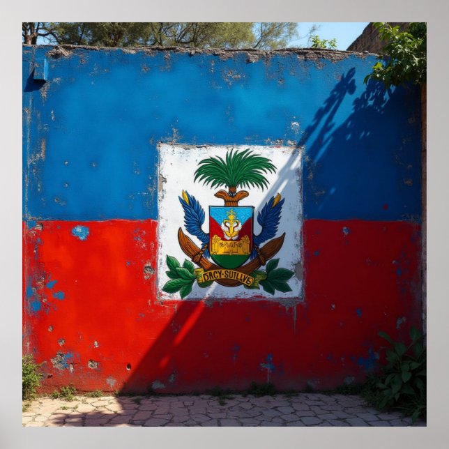 Haitianischer Fahnenmauer Poster (Vorne)