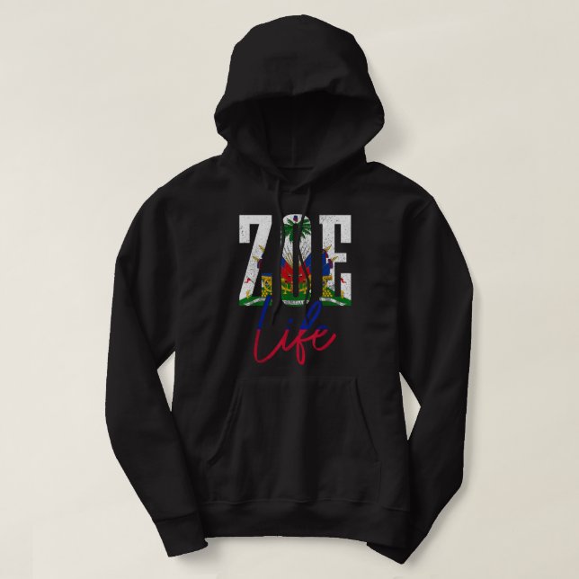 Haitianischer Flaggen Zoe Haitian Life Prix Vintag Hoodie (Design vorne)