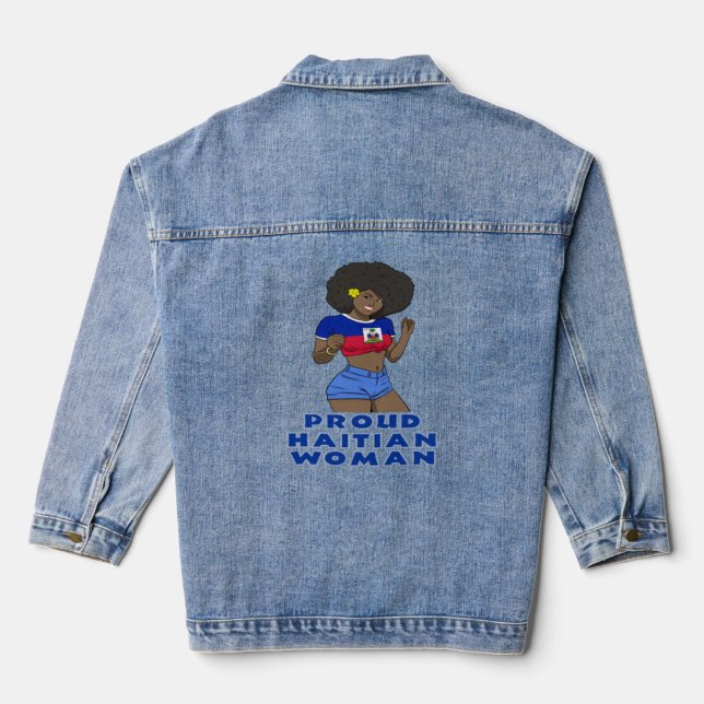 Haitianischer Flaggentag Proud Woman Ayiti Girl 9 Jeansjacke (Rückseite)
