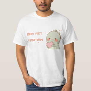 Haitianischer Muttertag Gruß mit Cartoon Dino T-Shirt