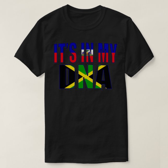 Haitianischer und jamaikanischer DNA-Flaggen-Pullo T-Shirt (Design vorne)