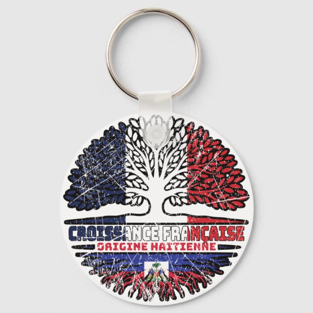 Haitianisches Französisch-Tree-Roots-Flag Schlüsselanhänger (Vorderseite)