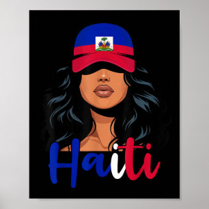 Haitianisches Mädchen Haiti-Flagge Stolze Haitienn Poster