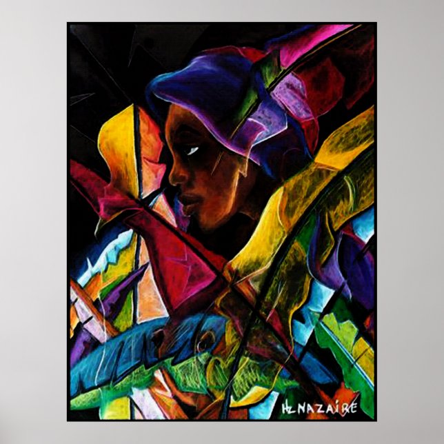 Haitienne en Vitraux IV - Entoilage de pastel Poster (Vorne)