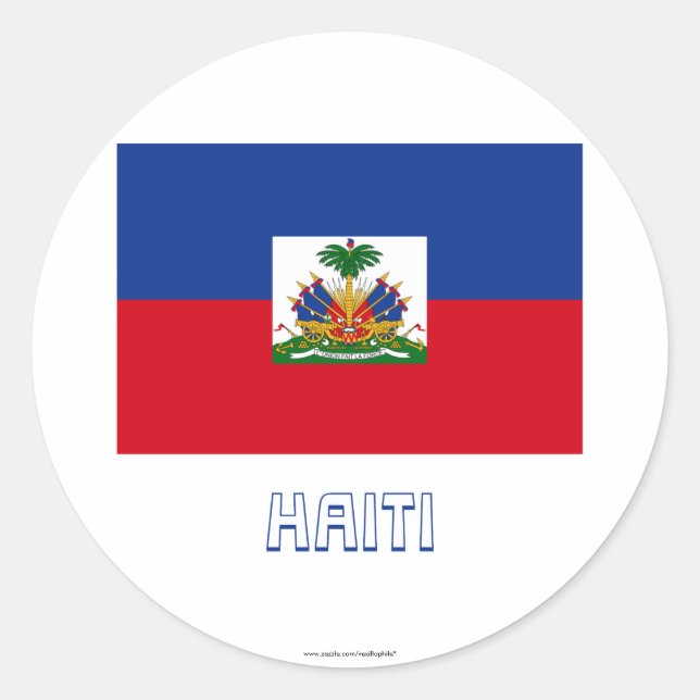 Haitifischer Flagge mit Namen Runder Aufkleber (Vorderseite)