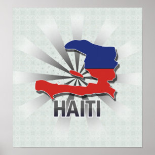 Haitis Flag Karte 2.0 Poster