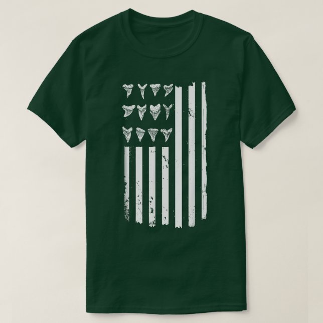 Haizahn Jagd American Flag Design for Fossi T-Shirt (Design vorne)