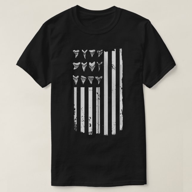 Haizahn Jagd American Flag Design for Fossi T-Shirt (Design vorne)