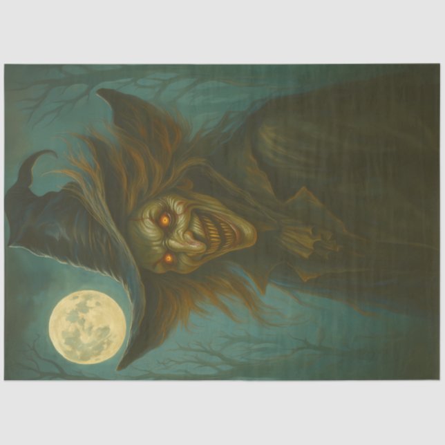 Hajagend der bösen Hexe unter Vollmond Dunkles Hal Seidenpapier (Vorderseite)