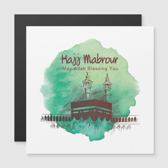 Hajj Mubarak, Heiliger Kaaba in Mekka, Saudi-Arabi Magnetkarte (Vorne/Hinten)