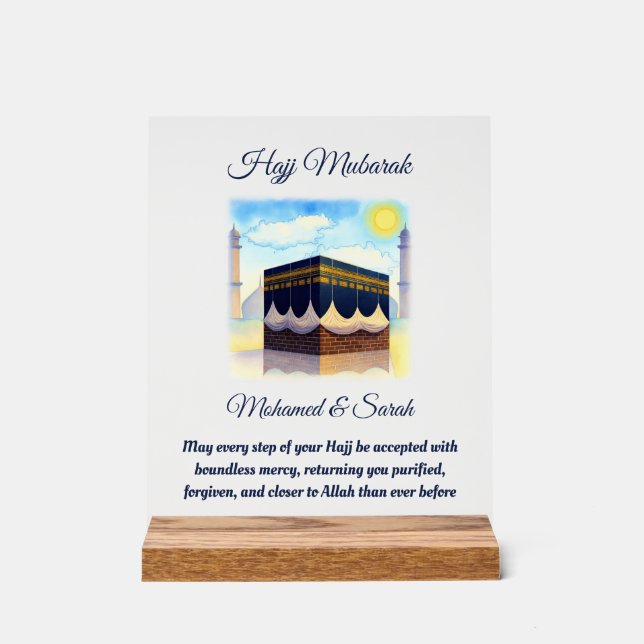 Hajj Mubarak Personalised Islamic Gifts Acrylschild (Vorderseite)