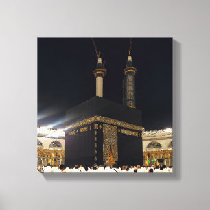 Hajj Pilgrims in Fajr, Kaaba, Mekka, Saudi-Arabien Leinwanddruck