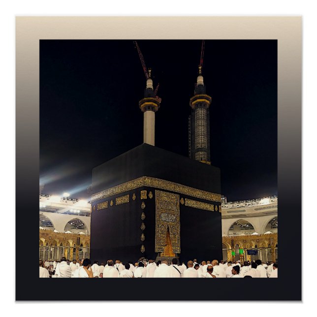 Hajj Pilgrims in Fajr, Kaaba, Mekka, Saudi-Arabien Poster (Vorderseite)
