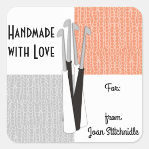 Häkchen in Graufarben Quadratischer Aufkleber