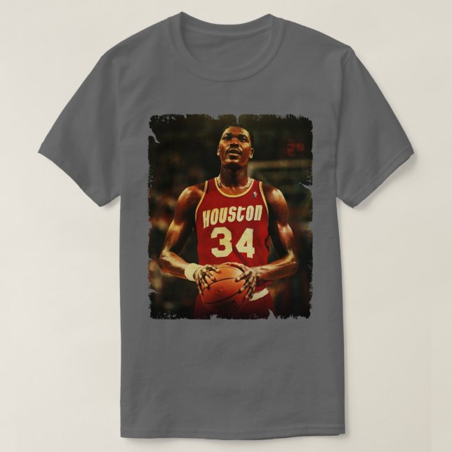 Hakeem Olajuwon Vintage Basketballgestaltung 1 T-Shirt (Design vorne)