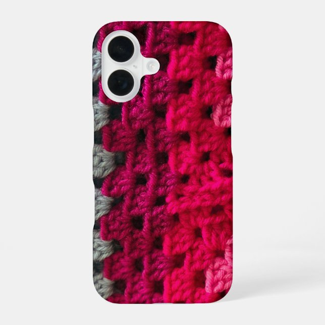 Häkel-Granny-Square-Muster iPhone 16 Hülle (Rückseite)