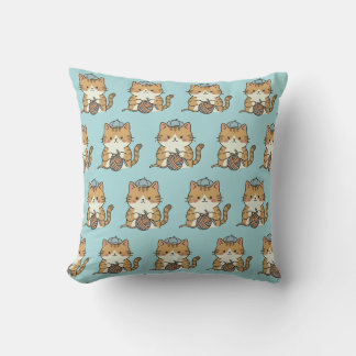Häkel-Liebhaber-Katze Blau Gemütlicher Charme Graf Kissen