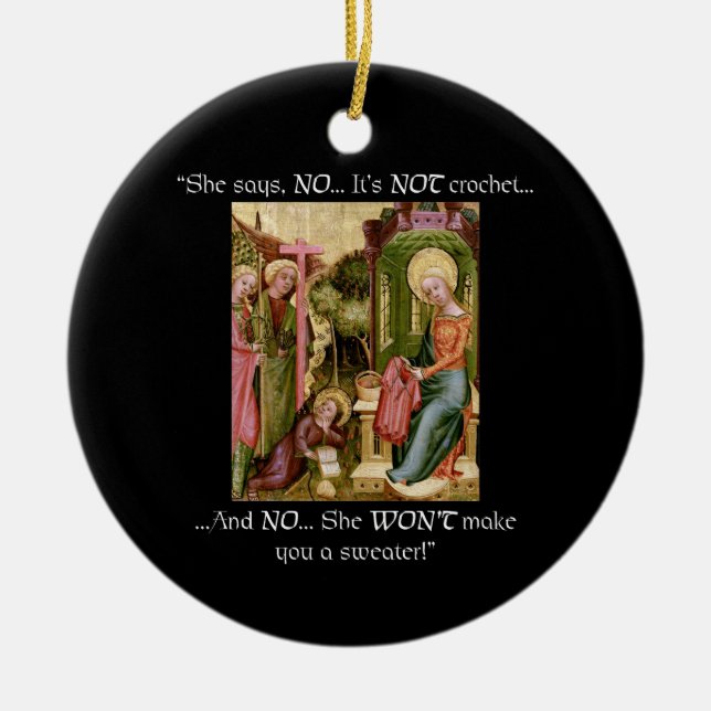 Häkelarbeit-lustiges mittelalterliches stricken keramik ornament (Vorne)