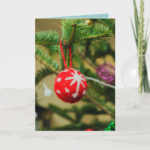Häkelarbeit-roter Weihnachtsflitter Feiertagskarte