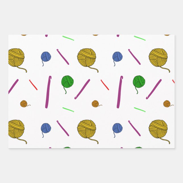 Häkelchen Geschenkpapier Set (Vorderseite 3)