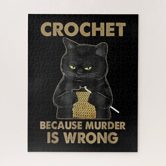 Häkelchen, weil Mord ist falsche Crochet Black Cat Puzzle (Vertikal)