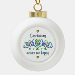 Häkelei macht mich glücklich keramik Kugel-Ornament