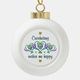 Häkelei macht mich glücklich keramik Kugel-Ornament