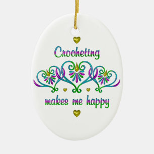 Häkelei macht mich glücklich keramik ornament