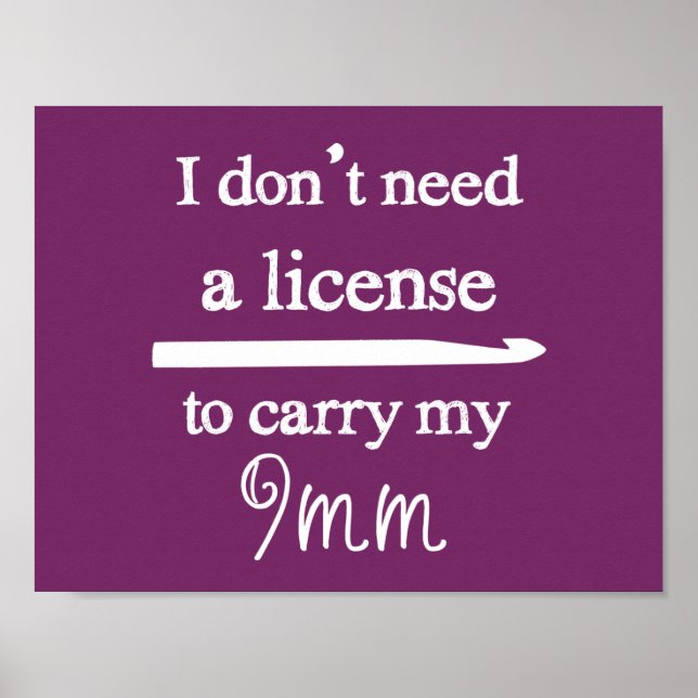 Häkelhaken-Lizenz-Handwerk {Dunkel} Poster (Vorne)