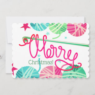 Häkelhaken loopieren Garn Frohe Weihnachtskarte Feiertagskarte
