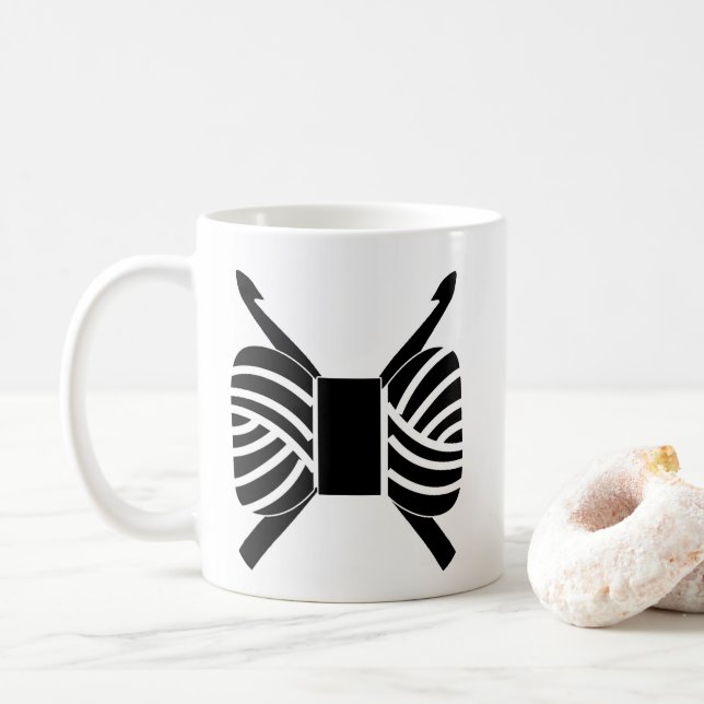 Häkelhaken und Garnbaukunst Kaffeetasse (Mit Donut)