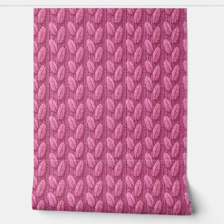 Häkelmuster mit rosa Strickfeder Tapete