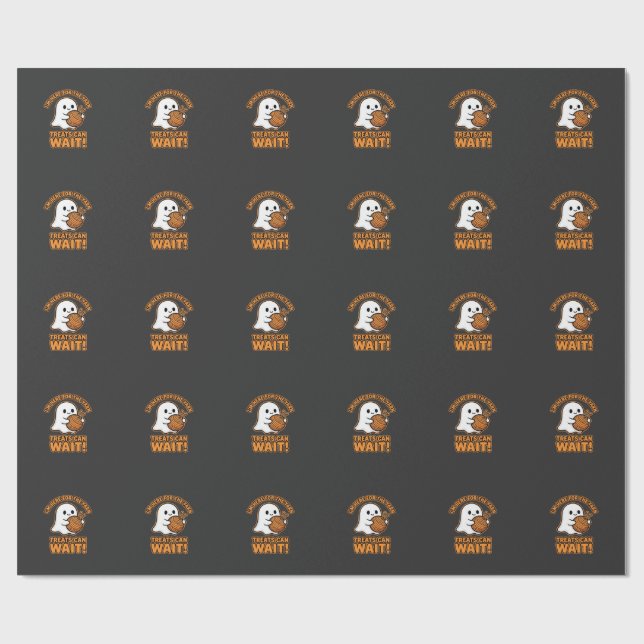 Häkeln Geister Garn Halloween Design Geschenkpapier (Flach)
