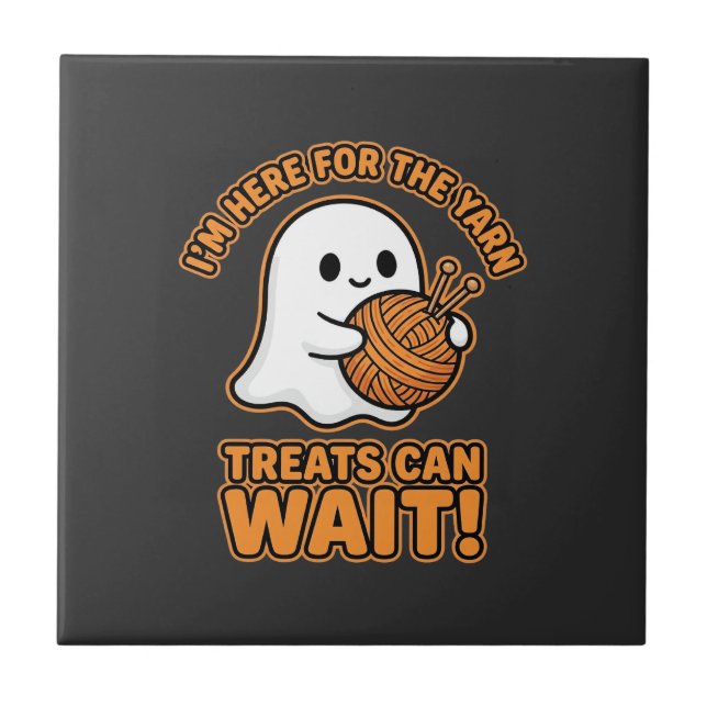 Häkeln Ghost Garn Halloween Design Fliese (Vorderseite)