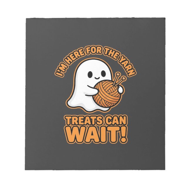 Häkeln Ghost Garn Halloween Design Notizblock (Vorderseite)