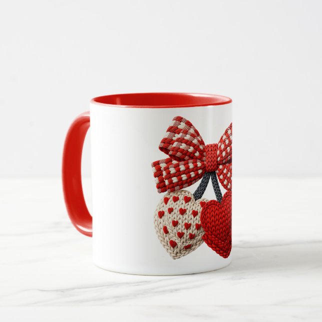 Häkeln Herz Damen T-Shirt Tasse (Vorderseite Links)