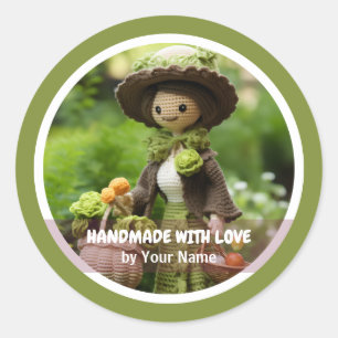 Häkeln mit Liebe Häkelfee für den Garten Runder Aufkleber